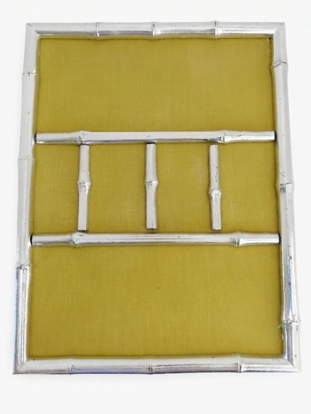 Vintage 60s Eatons Silver Faux Bamboo Magnetic Gallery Frame 10x13